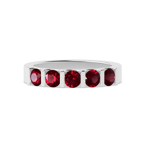 Tension Setting Round Bar alternate fancy colored Ruby Diamond Rings