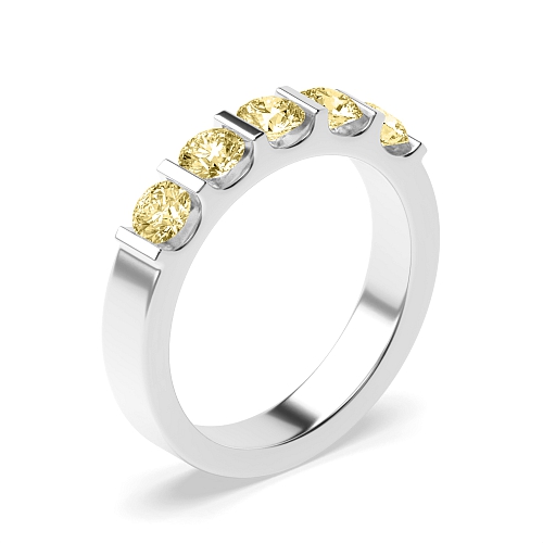 Tension Setting Round Bar alternate fancy colored Yellow Lab Grown Diamond Rings