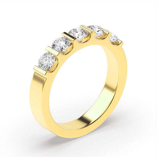 Tension Setting Round Yellow Gold Bar alternate fancy colored Diamond Rings