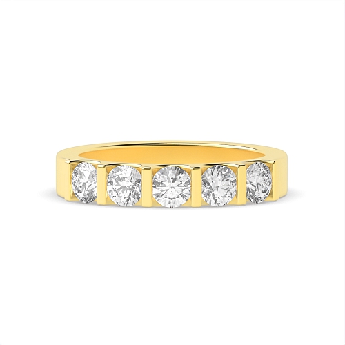 Tension Setting Round Yellow Gold Bar alternate fancy colored Diamond Rings