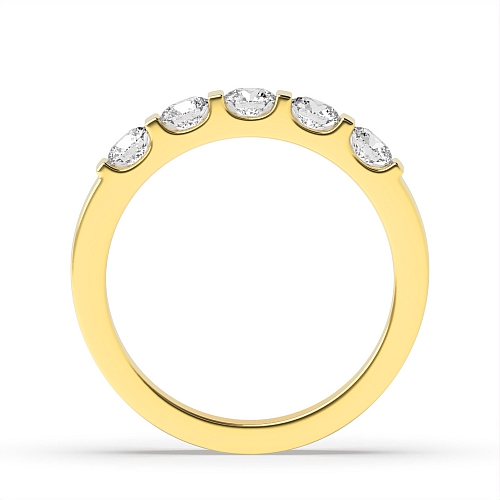 Tension Setting Round Yellow Gold bar Five Stone Diamond Ring