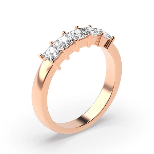 4 Prong Princess Rose Gold Mid set Eternity Diamond Rings