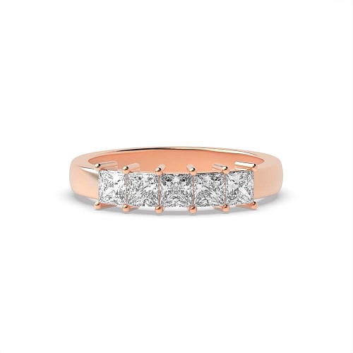 4 Prong Princess Rose Gold Mid set Eternity Diamond Rings