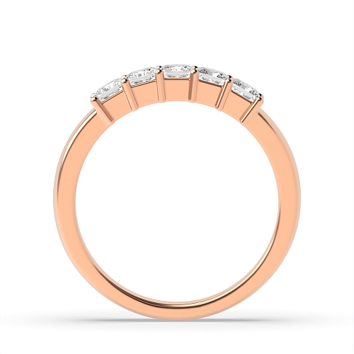 4 Prong Princess Rose Gold mid set Five Stone Diamond Ring