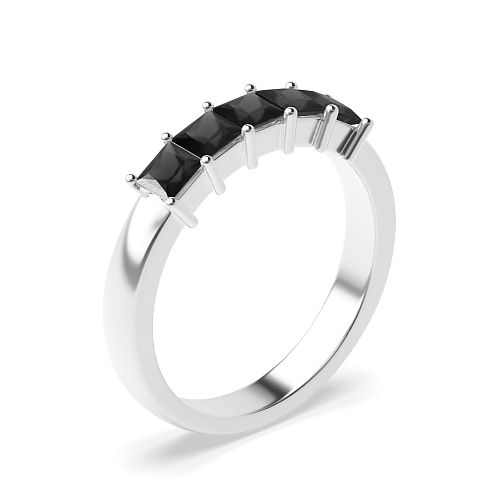 4 Prong Princess Mid set Black Eternity Diamond Rings