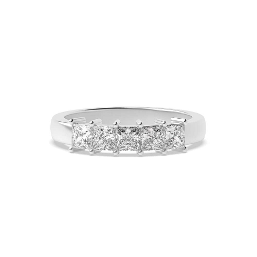 4 Prong Princess mid set Moissanite Five Stone Diamond Ring