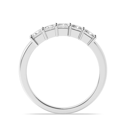 4 Prong Princess mid set Moissanite Five Stone Diamond Ring