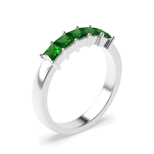 4 Prong Princess Mid set Emerald Diamond Rings