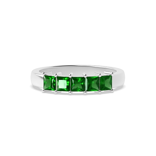4 Prong Princess Mid set Emerald Diamond Rings
