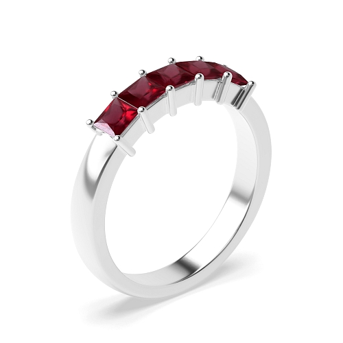 4 Prong Princess Mid set Ruby Diamond Rings