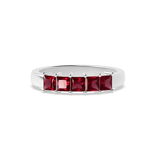 4 Prong Princess Mid set Ruby Diamond Rings