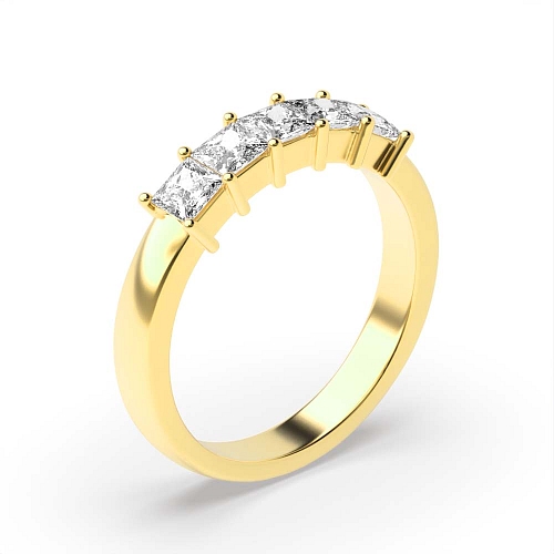 4 Prong Princess Yellow Gold Mid set Diamond Rings