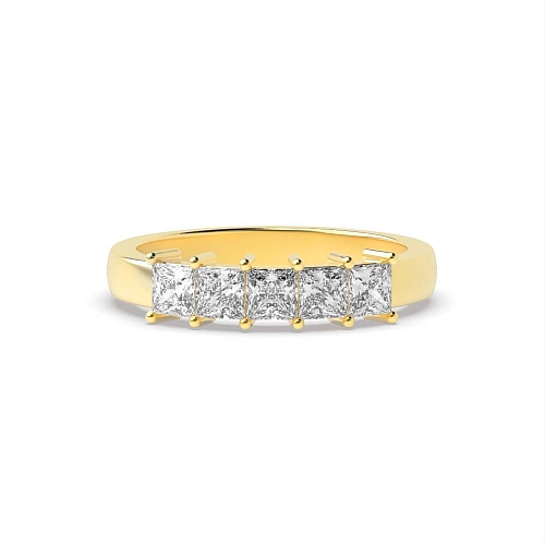 4 Prong Princess Yellow Gold Mid set Diamond Rings