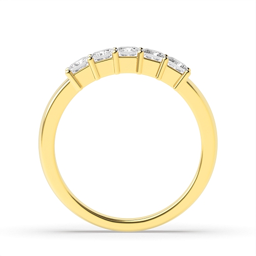 4 Prong Princess Yellow Gold mid set Five Stone Diamond Ring