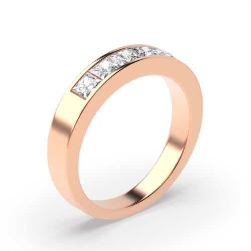 Channel Setting Princess Rose Gold stone Five Stone Diamond Ring