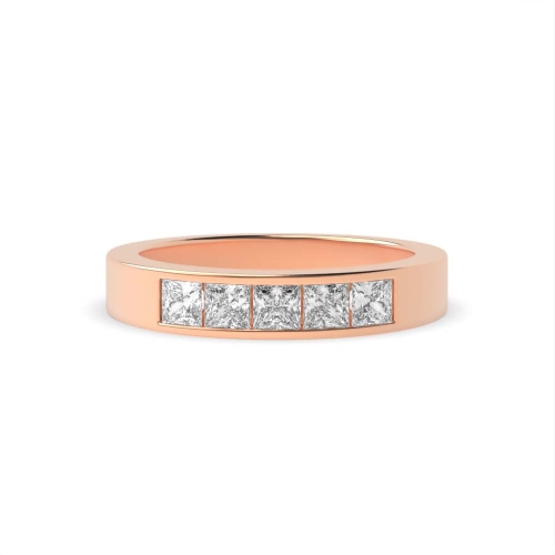 Channel Setting Princess Rose Gold stone Five Stone Diamond Ring