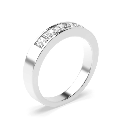 Channel Setting Princess Platinum Five stone Eternity Diamond Rings