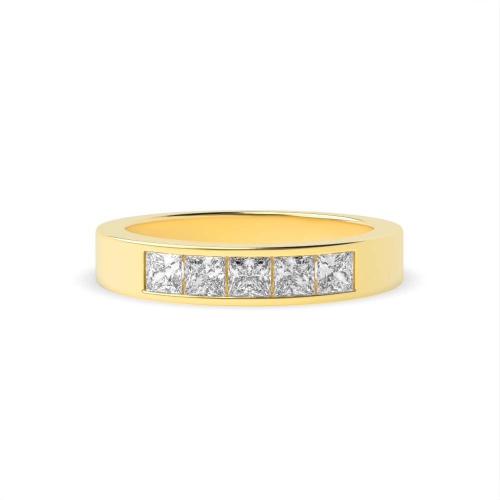 Channel Setting Princess Yellow Gold stone Five Stone Diamond Ring