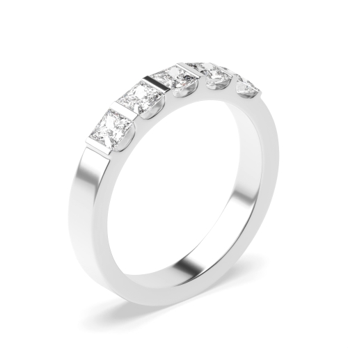 Buy Bar Setting Princess Shape 5 Stone Diamond Rings - Abelini