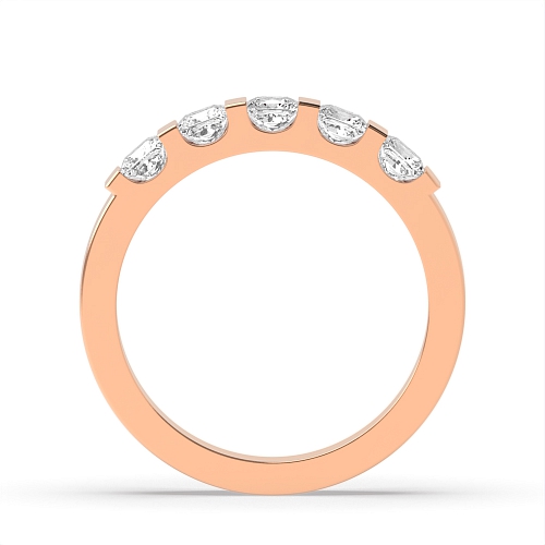 Tension Setting Princess Rose Gold bar Five Stone Diamond Ring