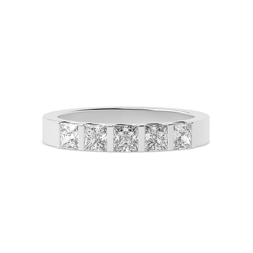 Tension Setting Princess bar Five Stone Diamond Ring