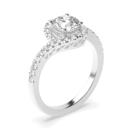 4 prong setting round and side diamond engagement ring