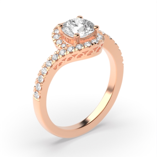 4 Prong Round Rose Gold Elegant Halo Engagement Rings