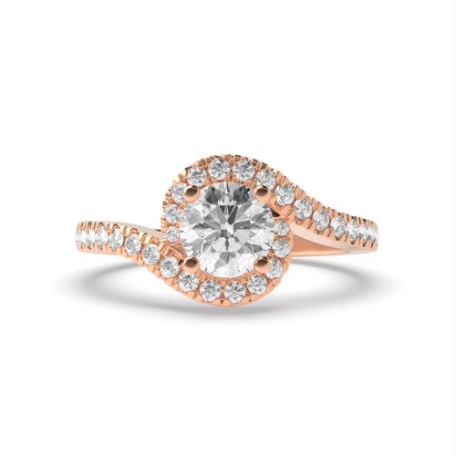4 Prong Round Rose Gold Elegant Halo Engagement Rings