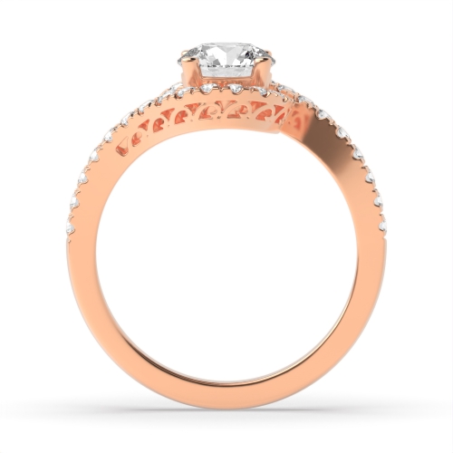 4 Prong Round Rose Gold Elegant Halo Engagement Rings