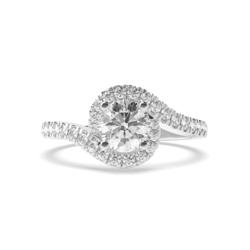 4 Prong Round Platinum Elegant Halo Engagement Rings