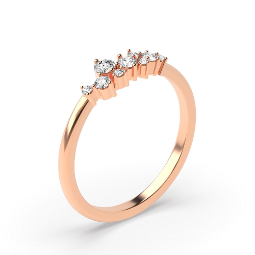 4 Prong Round Rose Gold Cluster style Diamond Rings