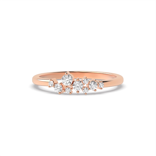 4 Prong Round Rose Gold Cluster style Diamond Rings
