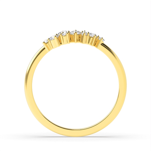 4 Prong Round Yellow Gold Cluster style Band Diamond Rings