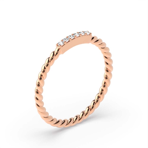 4 Prong Round Rose Gold Twisted rope Unusual Wedding Diamond Rings