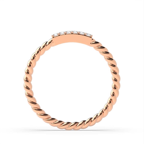 4 Prong Round Rose Gold Twisted rope Unusual Wedding Diamond Rings