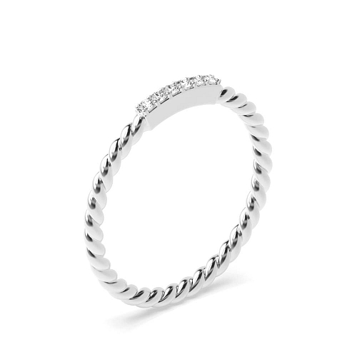 4 Prong Round White Gold Twisted rope Unique Eternity Bands Diamond Rings