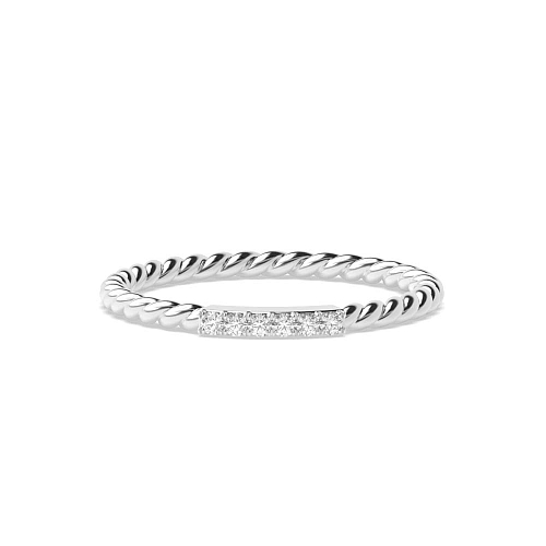 4 Prong Round White Gold Twisted rope Unique Eternity Bands Diamond Rings