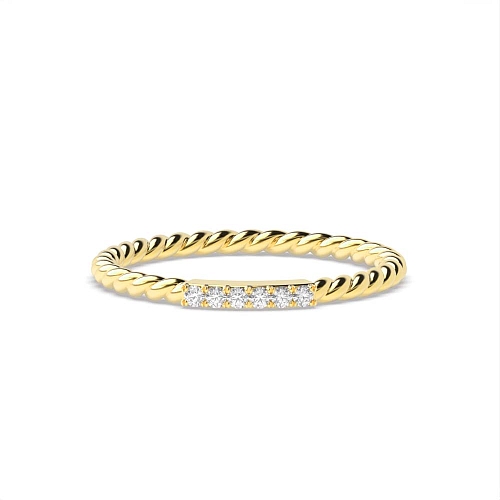 4 Prong Round Yellow Gold Twisted rope Eternity Diamond Rings