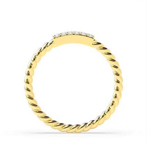 4 Prong Round Yellow Gold Twisted rope Eternity Diamond Rings