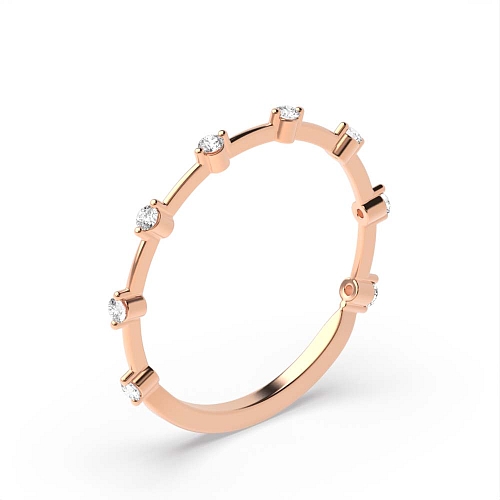 4 Prong Round Rose Gold Minimalist gapped set Eternity Diamond Rings