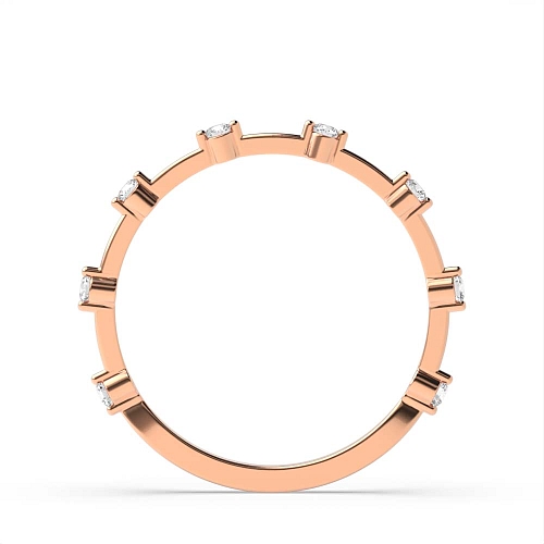 4 Prong Round Rose Gold Minimalist gapped set Eternity Diamond Rings