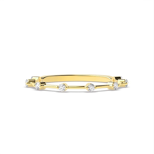 4 Prong Round Yellow Gold Minimalist gapped set Diamond Rings