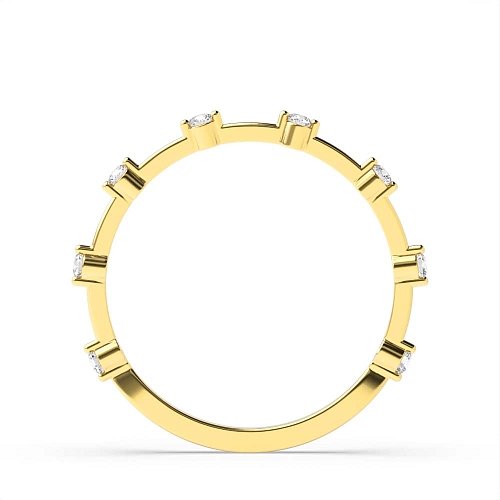4 Prong Round Yellow Gold Minimalist gapped set Diamond Rings