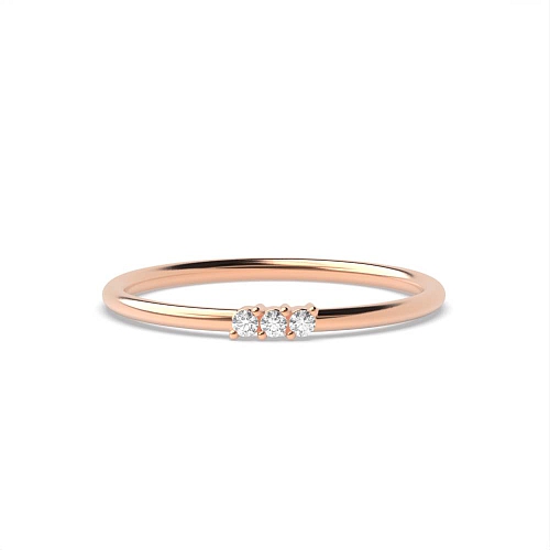 3 Prong Round Rose Gold minimalist Eternity Wedding Band