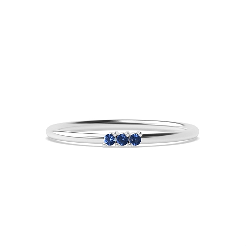 3 Prong Round Minimalist Blue Sapphire Band Diamond Rings