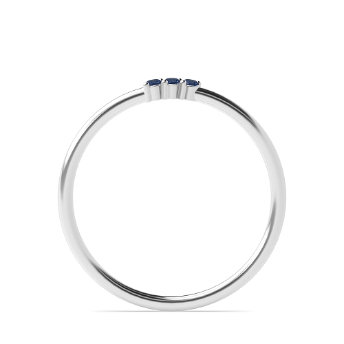 3 Prong Round Minimalist Blue Sapphire Band Diamond Rings