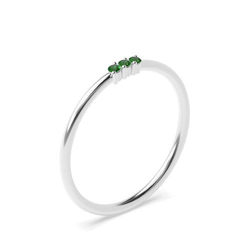 3 Prong Round Minimalist Emerald Diamond Rings