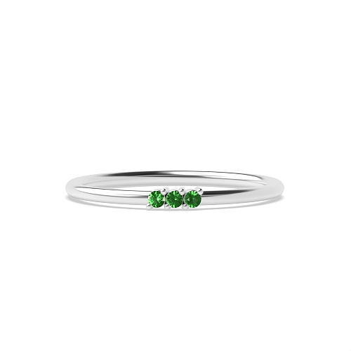 3 Prong Round Minimalist Emerald Diamond Rings