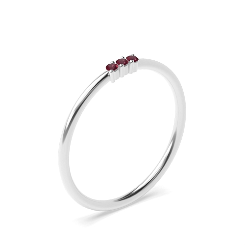 3 Prong Round Minimalist Ruby Diamond Rings