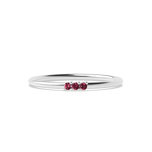3 Prong Round Minimalist Ruby Diamond Rings